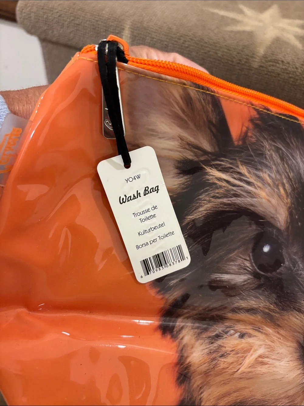 Orange Yorkie Print Dog Accessory Pouch